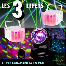 PACK JEUX DE LUMIERE avec 2 effets OVNI + BEAM à LED RVB Blanc Ambre Lytor