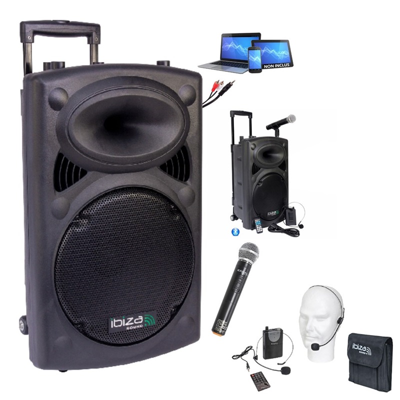 IBIZA PORT15VHF-BT 800W Sono Portable Ibiza - Enceinte portable IBIZA SOUND  pas cher - Sound Discount
