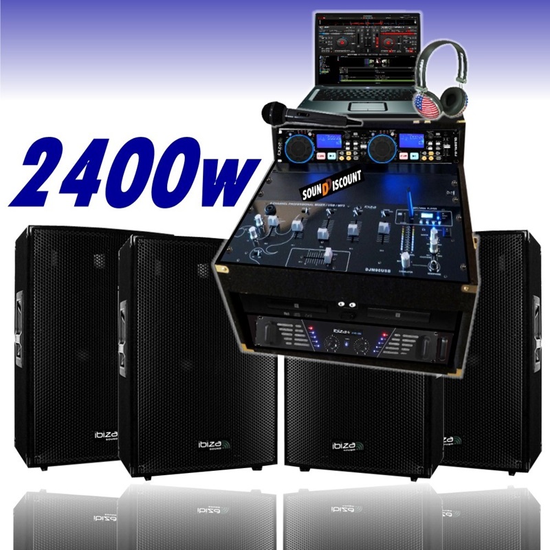 PACK SONO DJ AMPLI 2960W + 2 ENCEINTES 1000W + MIXAGE - Pack sono IBIZA  SOUND pas cher - Sound Discount