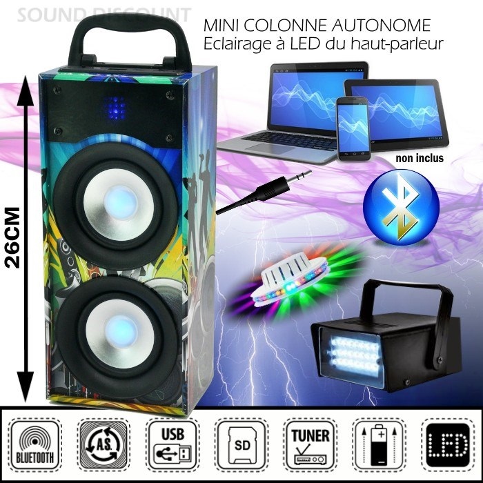 Lumineuse Mini Enceinte Bluetooth Portable Rechargeable Câble USB
