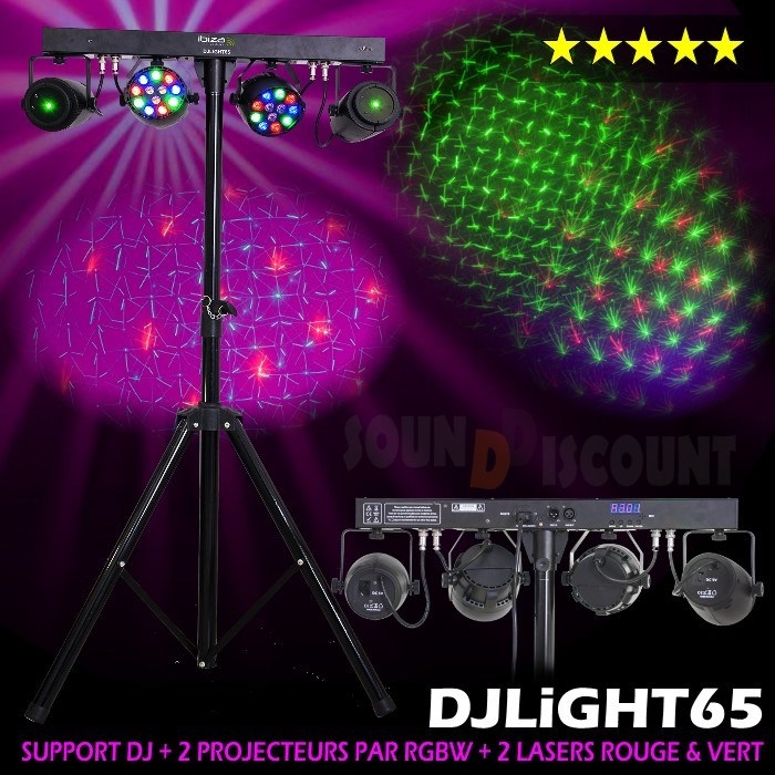 DJLIGHT65 PACK 4 JEUX DE LUMIERE + PORTIQUE - Pack lumière IBIZA