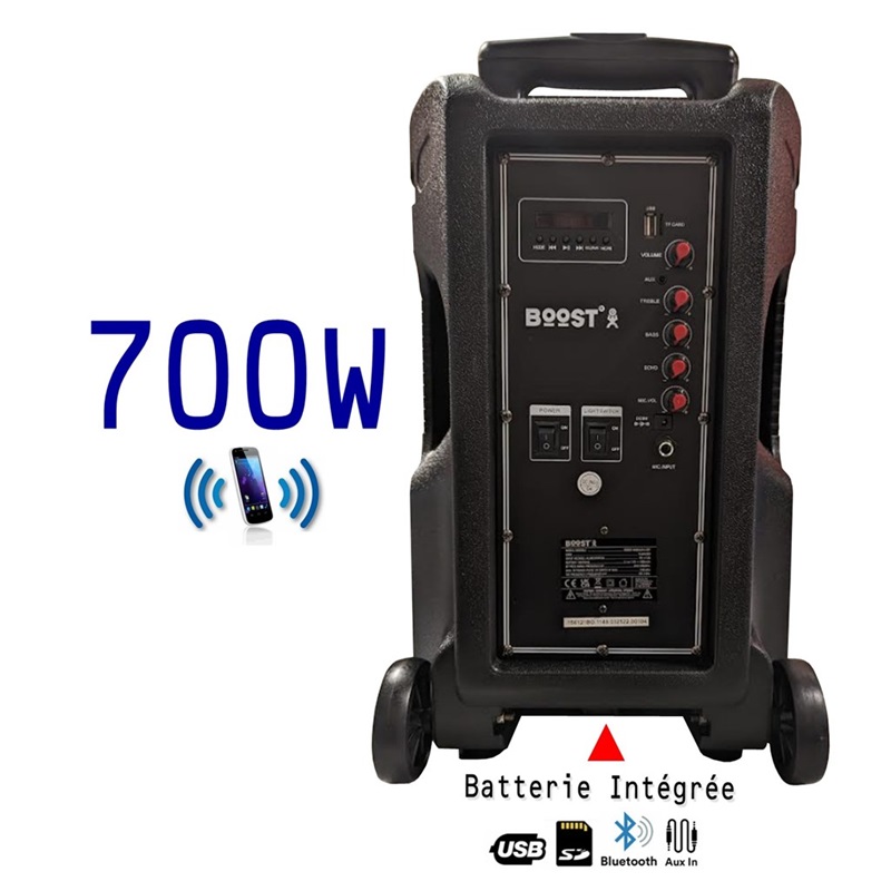Enceinte Karaoke sur batterie 600W BOOST-MOBILE12-SET Bluetooth