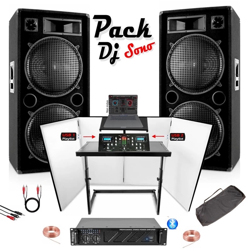 Sono 4000w - Support - Façade - Mixage - Enceintes - Ampli - Pack